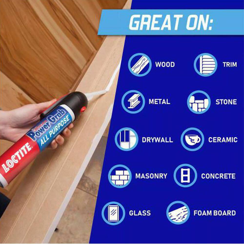 Loctite Power Grab All Purpose Instant Grab 7.5 Oz. Latex Construction Adhesive White Pressure Pack (9 pack)2