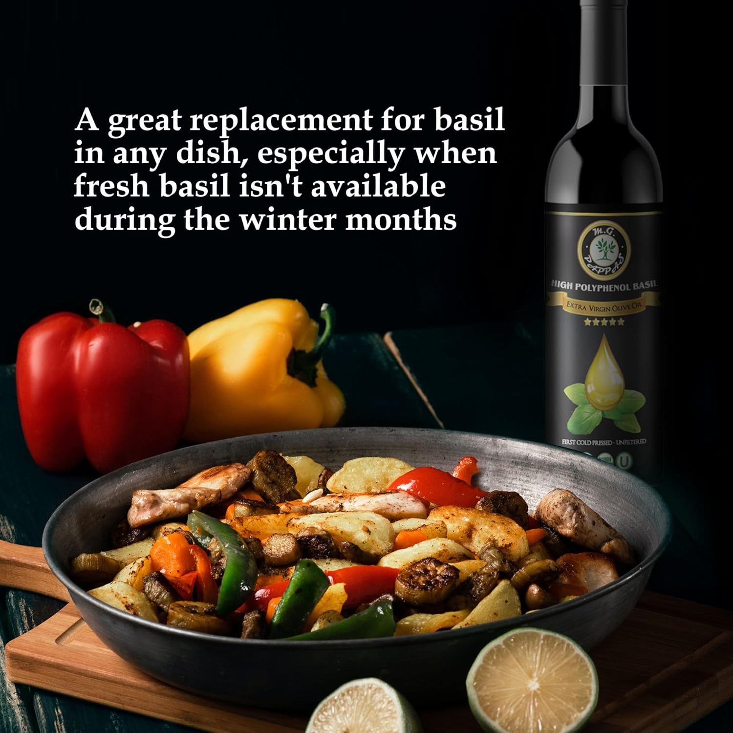 M.G. PAPPAS High Polyphenol Rich Basil Infused Olive Oil - Extra Virgin Olive Oil Polyphenol Lab Report 650mg kg - Cold Pressed & Unfiltered - High Hydroxytyrosol Greek Olive Oil - Award Winning9
