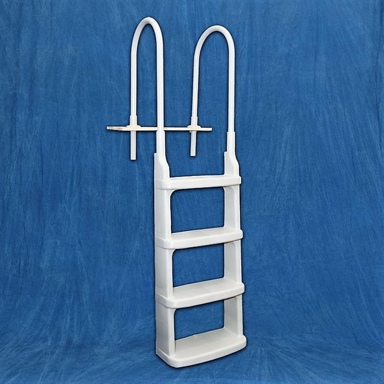 Main Access Easy Incline White Pool Deck Ladder for 48 to 54 Inch Above Ground Pools0