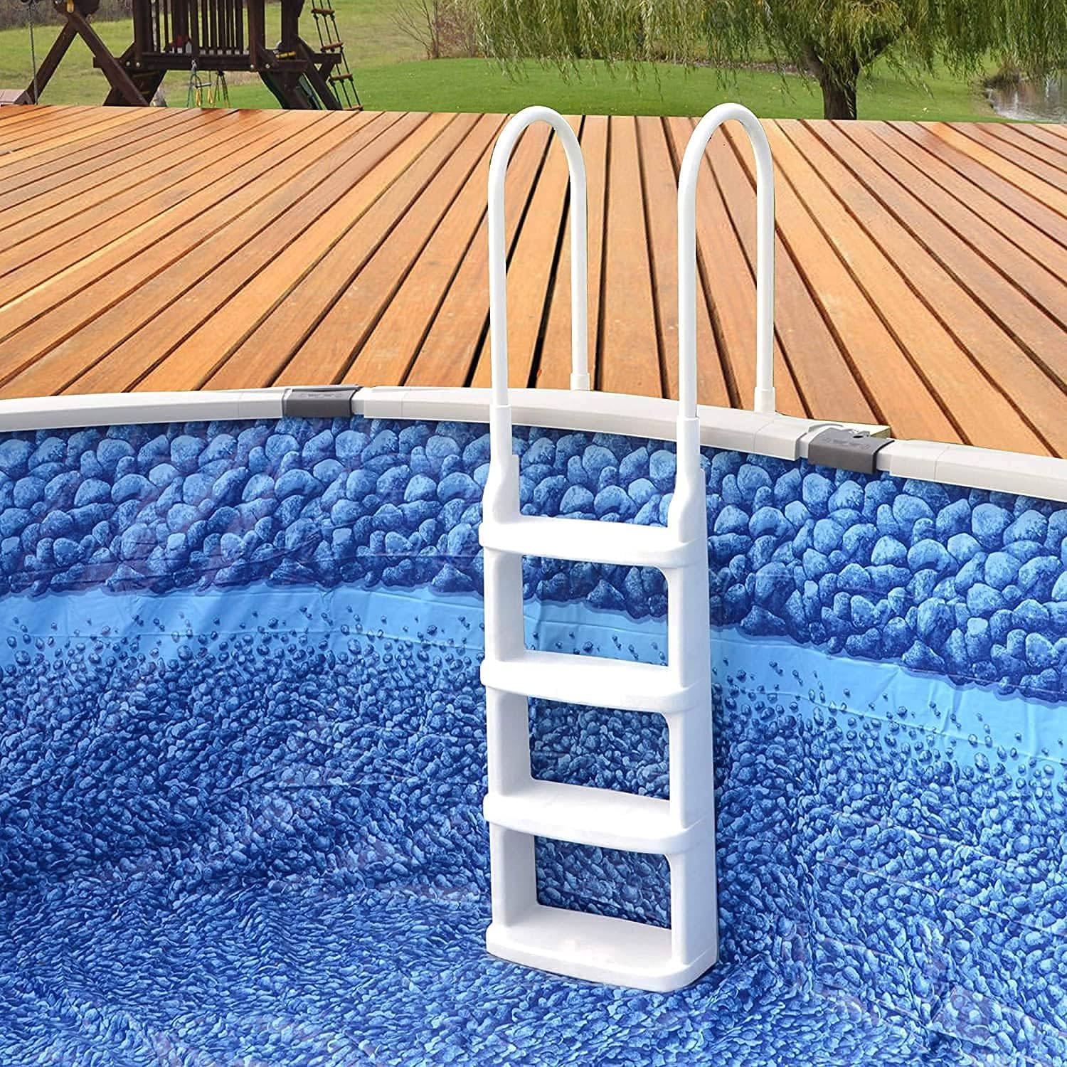 Main Access Easy Incline White Pool Deck Ladder for 48 to 54 Inch Above Ground Pools11