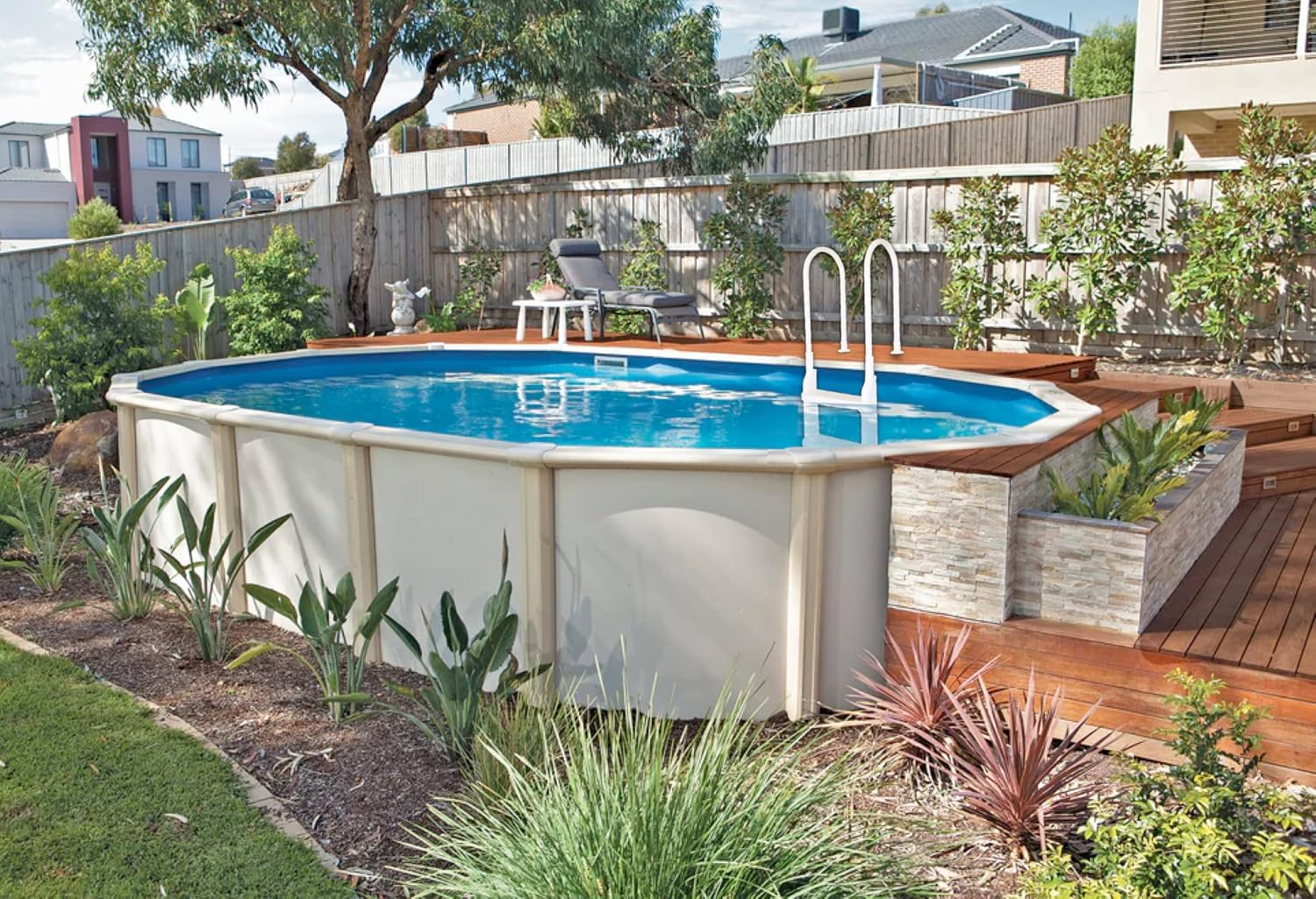 Main Access Easy Incline White Pool Deck Ladder for 48 to 54 Inch Above Ground Pools5