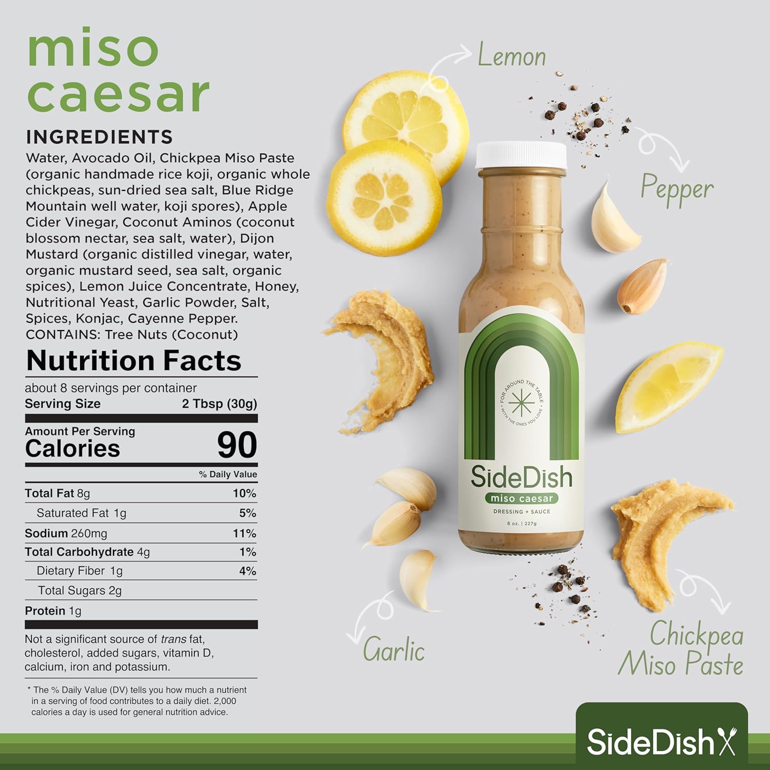 Miso Caesar Dressing (Pack of 3) – Seed Oil Free Salad Dressing Made w Avocado Oil – Refined Sugar Free, Dairy & Gluten Free Dip & Marinade – Paleo Honey Mustard Dressing for Dips, Sauces - SideDish1