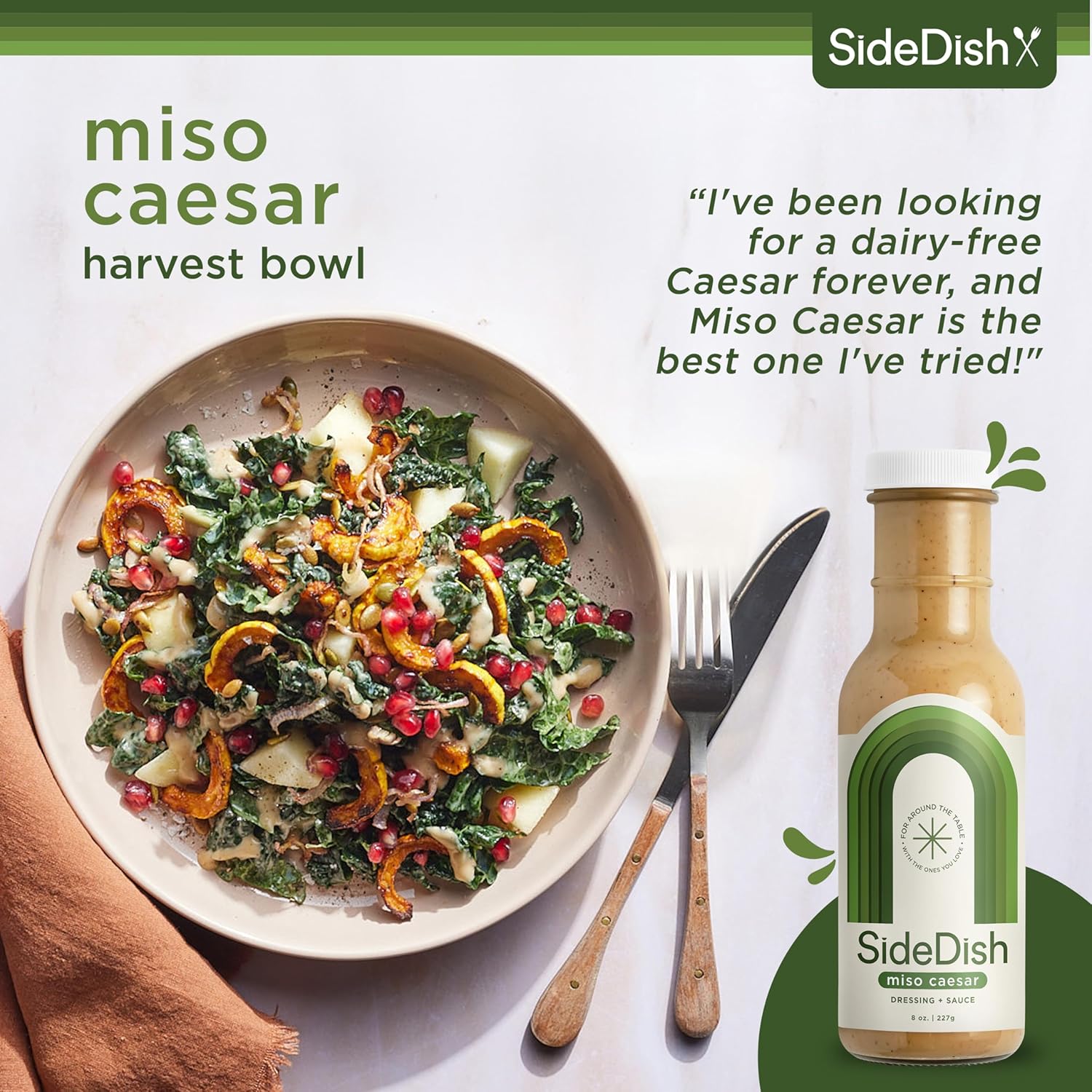 Miso Caesar Dressing (Pack of 3) – Seed Oil Free Salad Dressing Made w Avocado Oil – Refined Sugar Free, Dairy & Gluten Free Dip & Marinade – Paleo Honey Mustard Dressing for Dips, Sauces - SideDish5