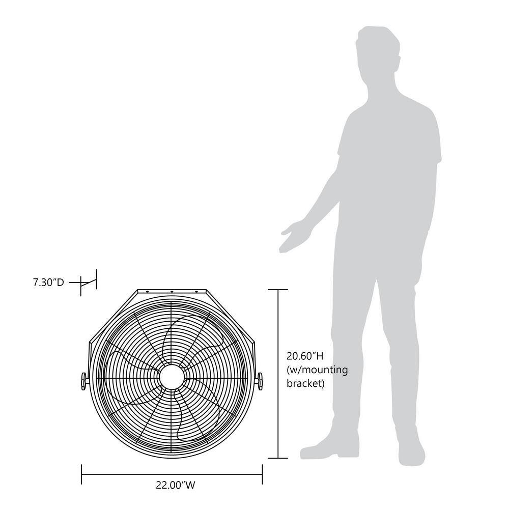 NewAir NIF20WBK00 20 in. Outdoor Rated High Velocity Wall Mounted Fan with 3-Fan Speeds and Adjustable Tilt Head in Black2