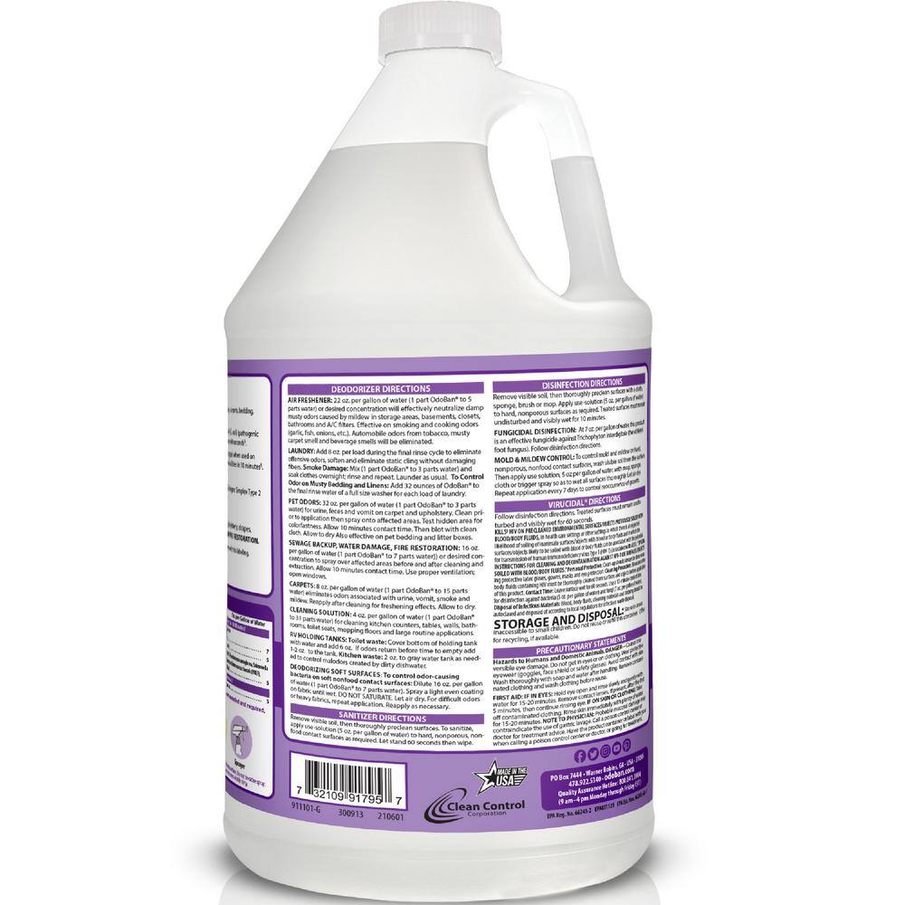 OdoBan 1 Gal. Lavender Disinfectant and Odor Eliminator, Fabric Freshener, Multi-Purpose Cleaner Concentrate (4-Pack)6