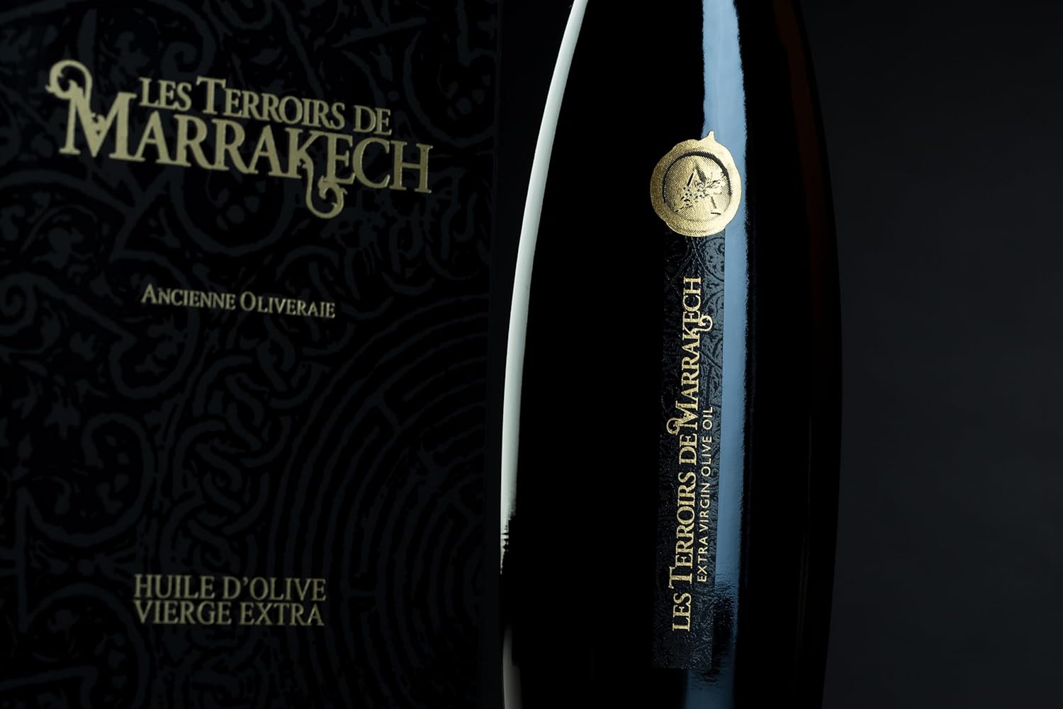 Olive Oil Gift Box of Les Terroirs De Marrakech Extra Virgin Olive Oil, Polyphenol, Rich, Moroccan Cold Pressed EVOO Oil, Keto Organic, USDA Certified, Carbon Neutral, 17 fl oz. Gift Bottle5