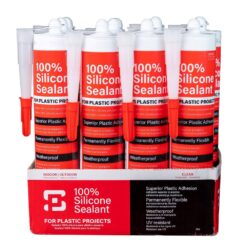 POLYMERSHAPES GE-55-12 100% Silicone 10 oz. Clear Caulk and Sealant for Plastic Sheets (12 pack)