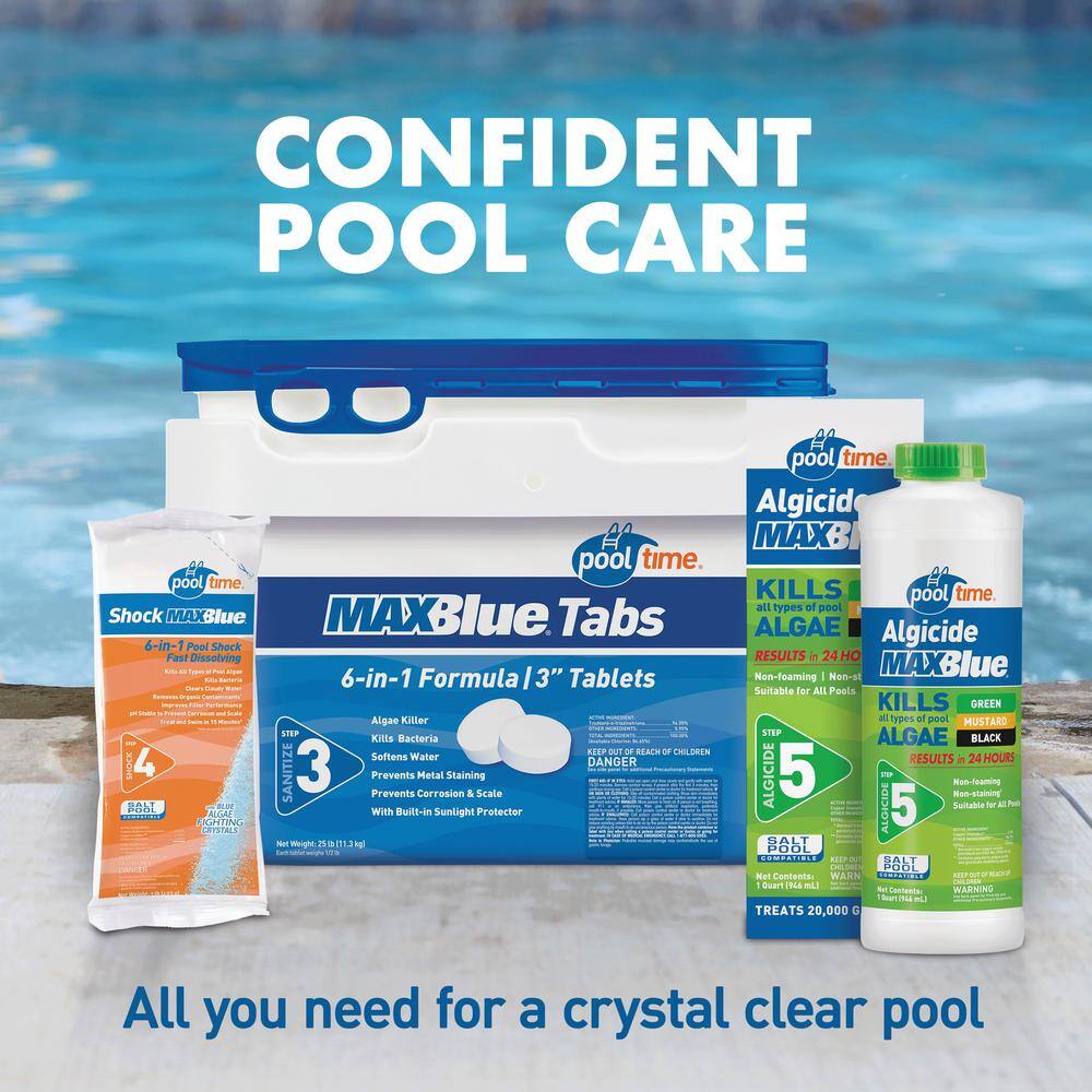 Pool Time 67035PTM 35 lb. MAXBlue Tablets Pool Chlorinating with Two 10 lb. MAXBlue Shock + 50 ct. Test Strips1