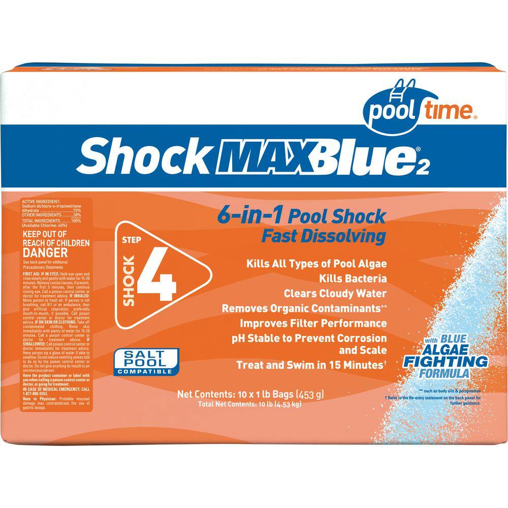 Pool Time 67035PTM 35 lb. MAXBlue Tablets Pool Chlorinating with Two 10 lb. MAXBlue Shock + 50 ct. Test Strips11