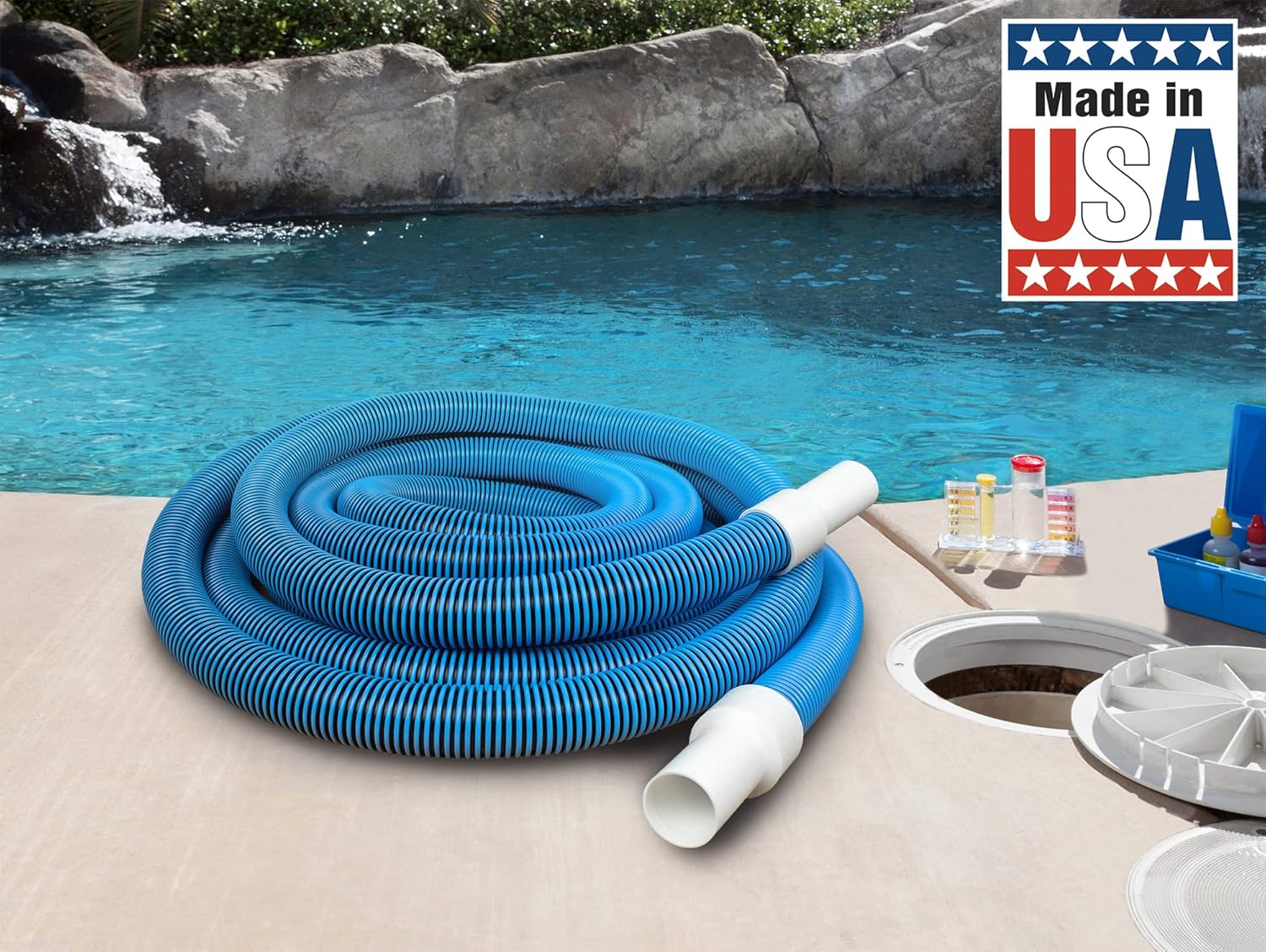 Poolmaster 33430 Heavy Duty In-Ground Pool Vacuum Hose With Swivel Cuff, Made in the USA, 1-1 2-Inch by 30-Feet1