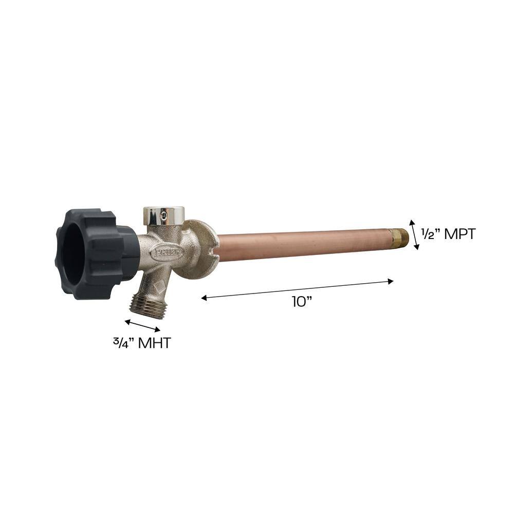 Prier Products 478-10 1 2 in. x 10 in. Brass MPT x SWT Half-Turn Frost Free Anti-Siphon Outdoor Sillcock Valve2