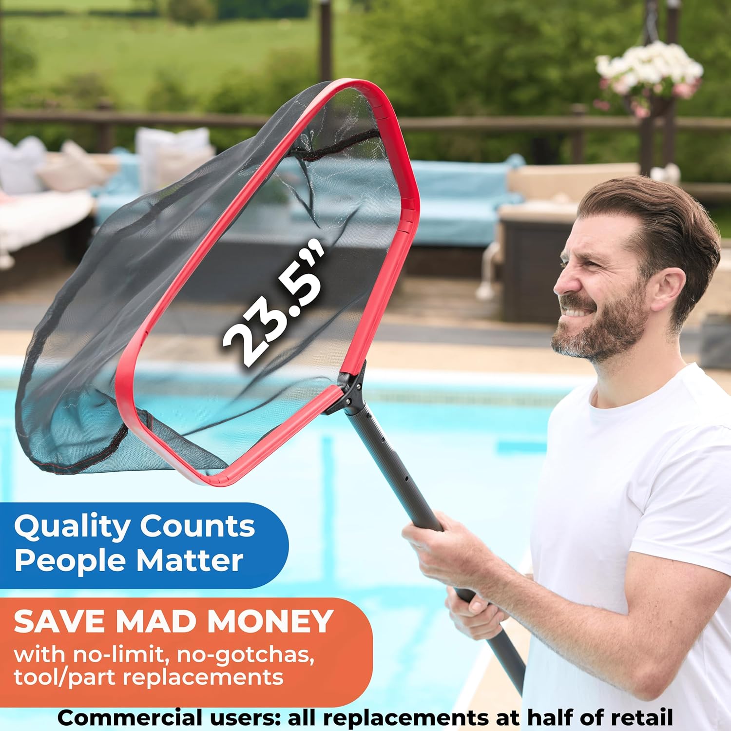 ProTuff 23 Fine Pool Net – Comes Cleans 3X Faster Than Vacuums – Wide Pool Skimmer with Deep Bag for Easy Maintenance – Skimmer Net for Leaves, Bugs & Other Debris1