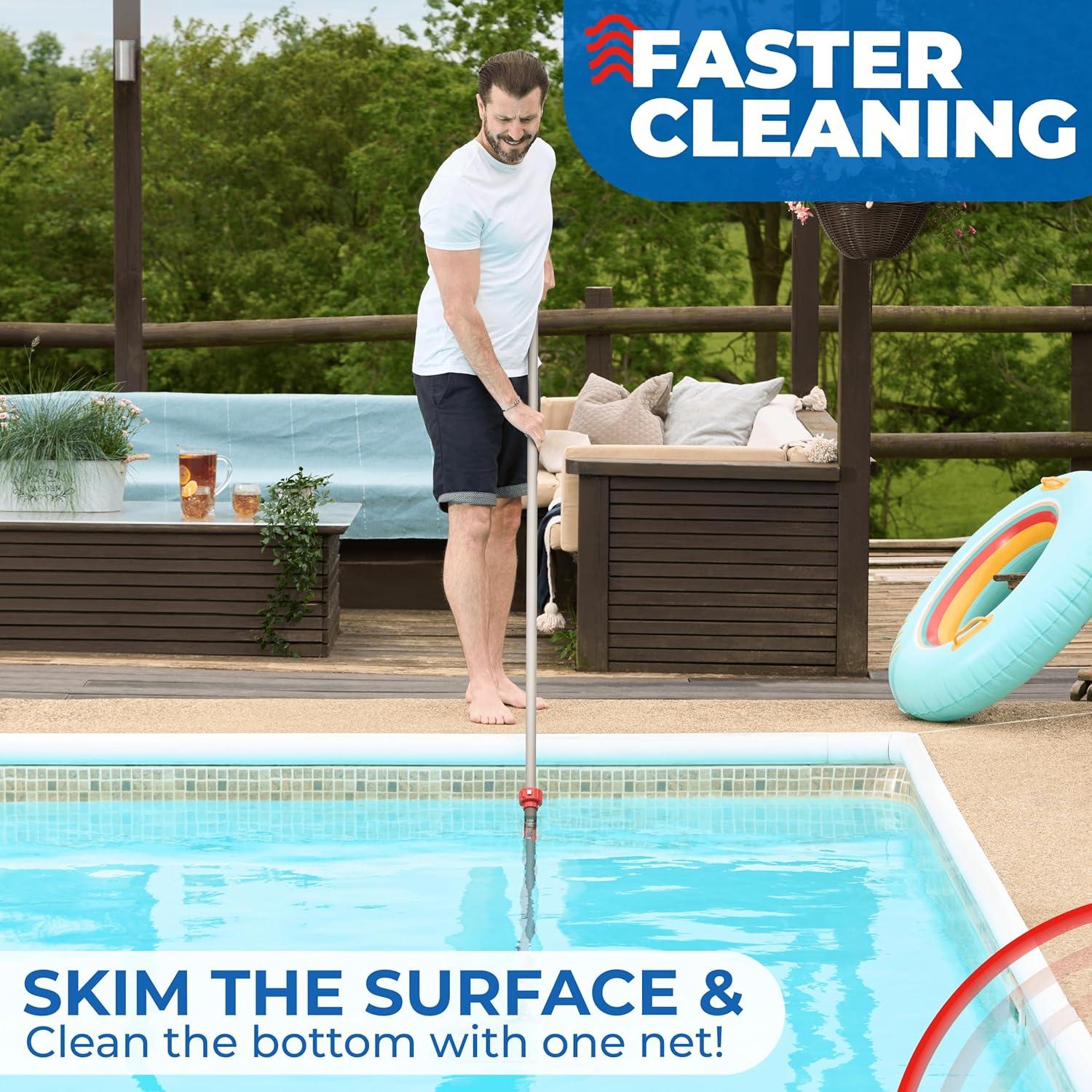 ProTuff 23 Fine Pool Net – Comes Cleans 3X Faster Than Vacuums – Wide Pool Skimmer with Deep Bag for Easy Maintenance – Skimmer Net for Leaves, Bugs & Other Debris3