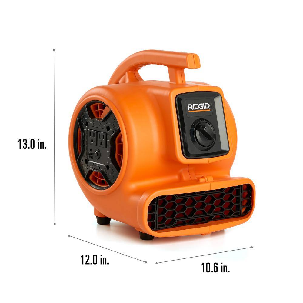 RIDGID AM2265 600 CFM 3-Speed Portable Blower Fan Air Mover with Daisy Chain, 3 Operating Positions for Water Damage Restoration5