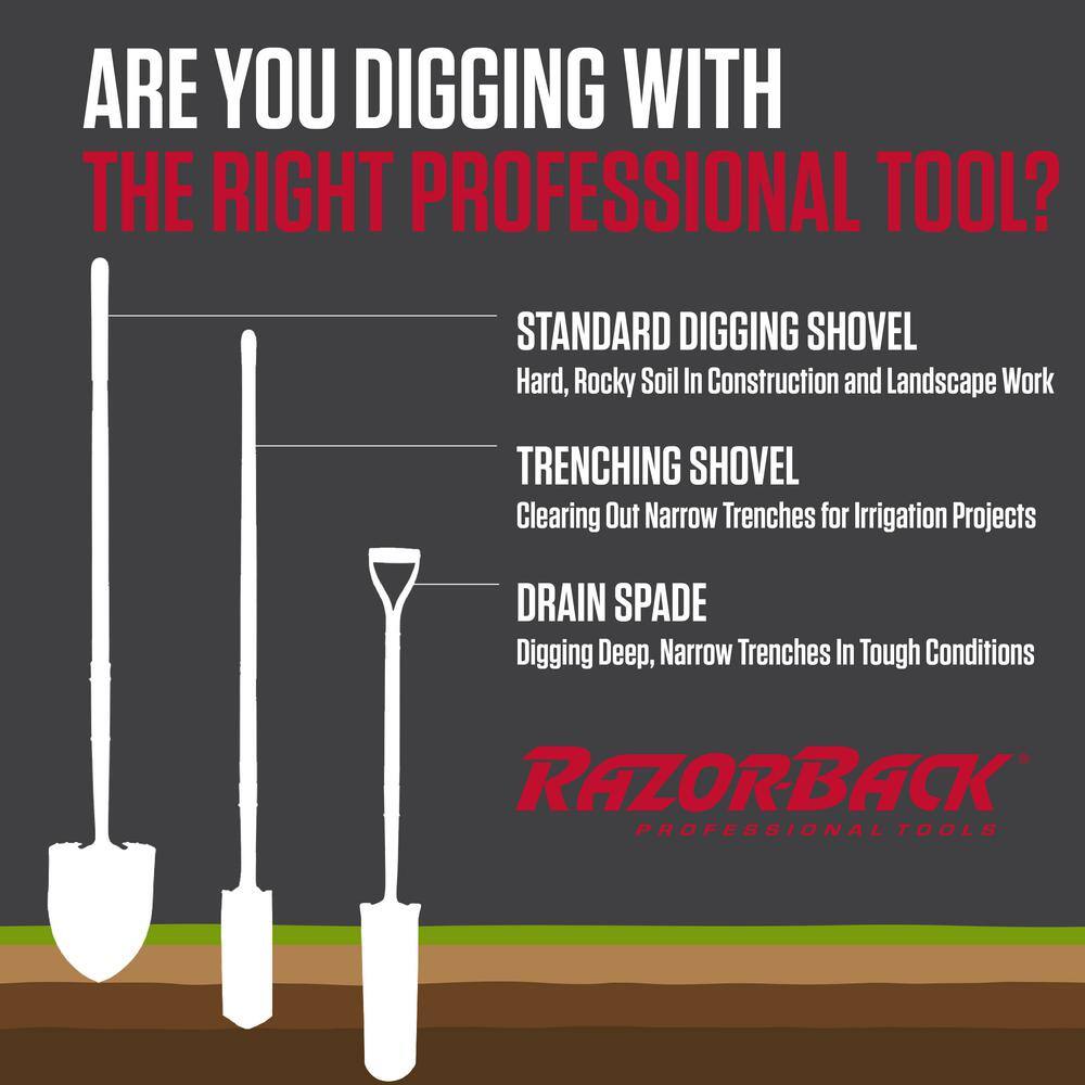 Razor-Back 47602 14 in. Fiberglass Handle Drain Spade3