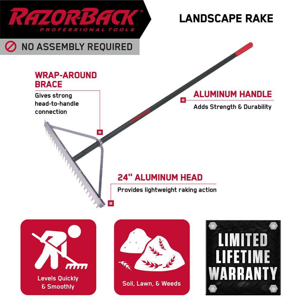 Razor-Back 63136 24 in. Aluminum Landscape Rake1