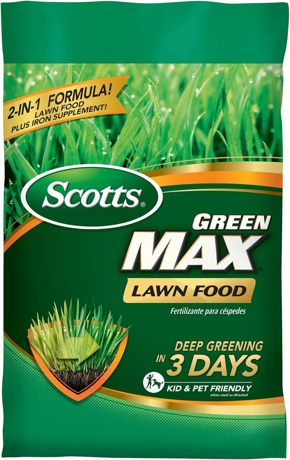 Scotts Green Max Lawn Food, Lawn Fertilizer Plus Iron Supplement for Greener Grass, 5,000 sq. ft., 16.80 lbs. Scotts Green Max Lawn Food, Lawn Fertilizer Plus Iron Supplement for Greener Grass, 5,000 sq. ft., 16.80 lbs.