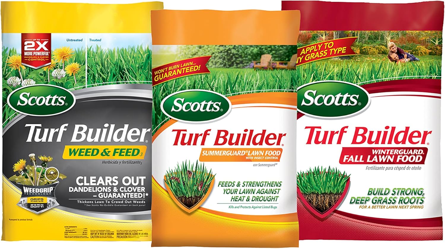 Scotts Turf Builder 3-Part Plan for Small Northern Yards with Weed & Feed, SummerGuard and WinterGuard Fall Lawn Food Scotts Turf Builder 3-Part Plan for Small Northern Yards with Weed & Feed, SummerGuard and WinterGuard Fall Lawn Food