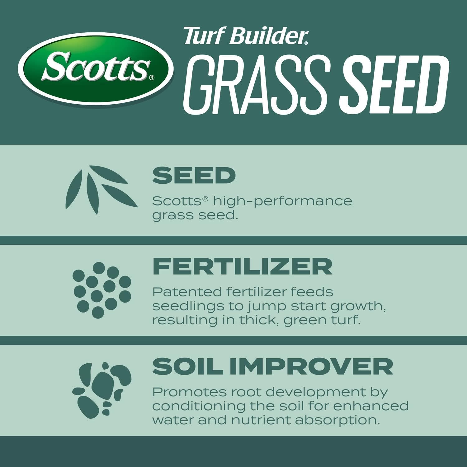 Scotts Turf Builder Grass Seed Dense Shade Mix with Fertilizer and Soil Improver, Grows With Little Sunlight, 5.6 lbs.2