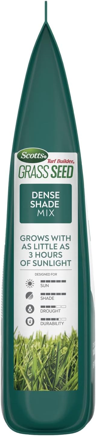Scotts Turf Builder Grass Seed Dense Shade Mix with Fertilizer and Soil Improver, Grows With Little Sunlight, 5.6 lbs.=