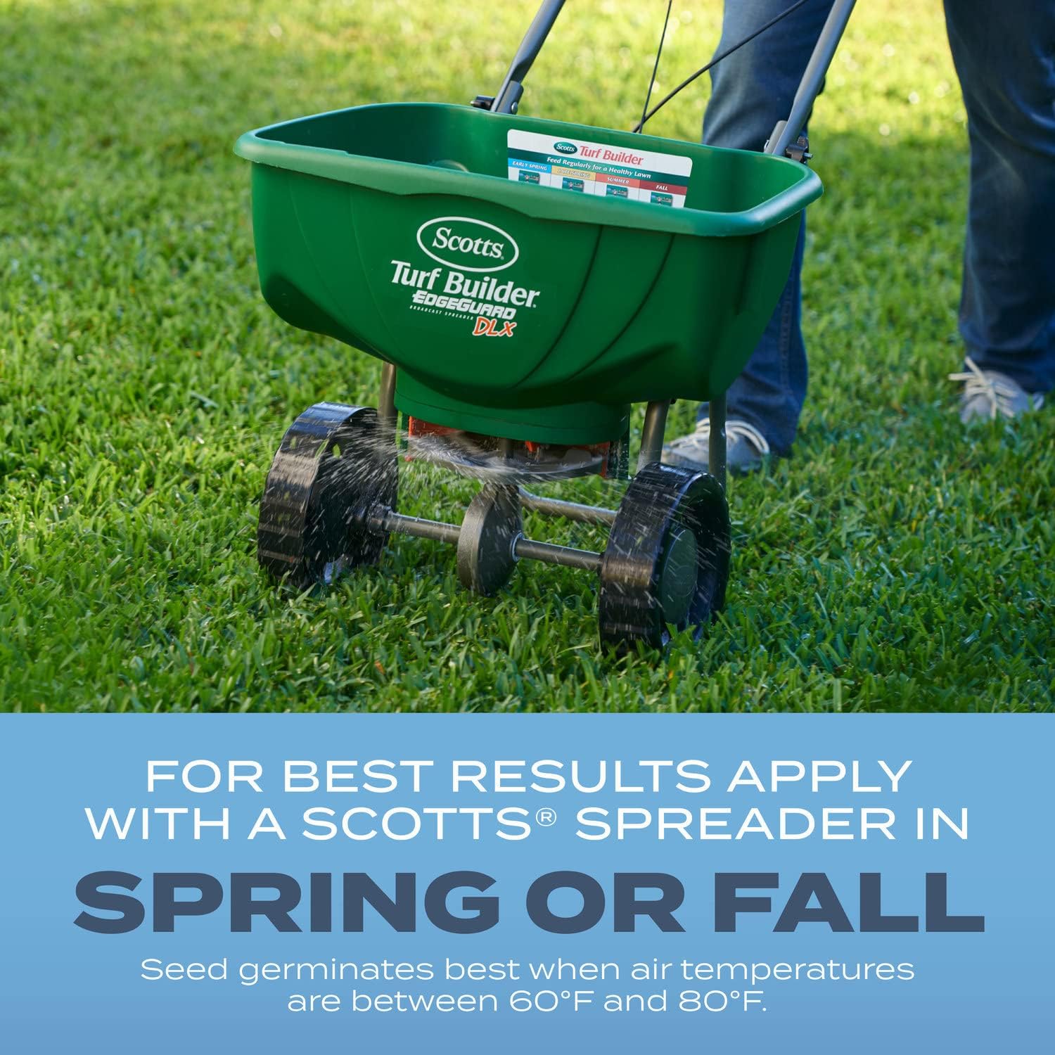 Scotts Turf Builder Grass Seed Kentucky Bluegrass Mix with Fertilizer and Soil Improver, Grows Dense, Green Turf, 5.6 lbs.6