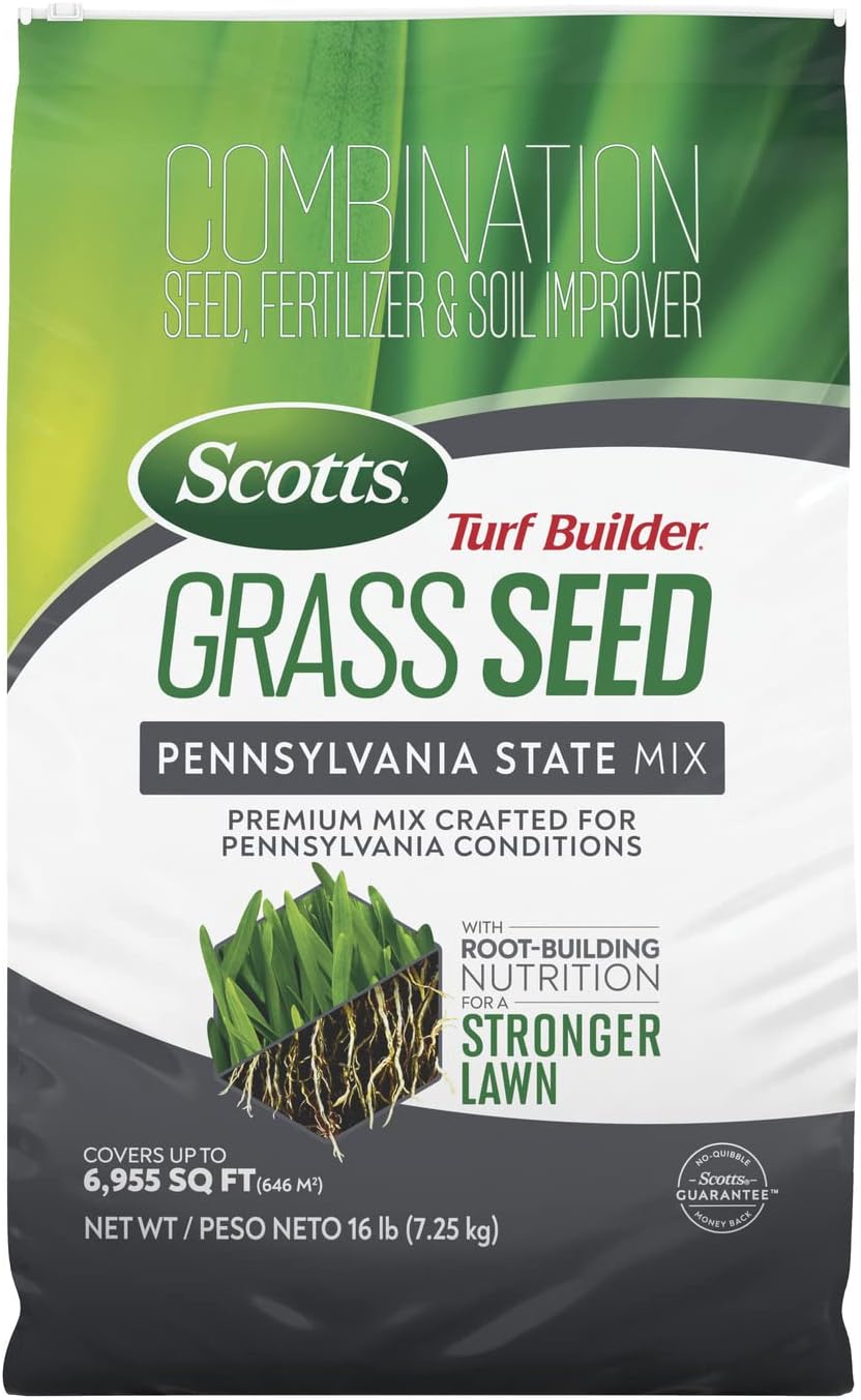 Scotts Turf Builder Grass Seed Pennsylvania State Mix with Fertilizer and Soil Improver, Premium Mix, 16 lbs. Scotts Turf Builder Grass Seed Pennsylvania State Mix with Fertilizer and Soil Improver, Premium Mix, 16 lbs.