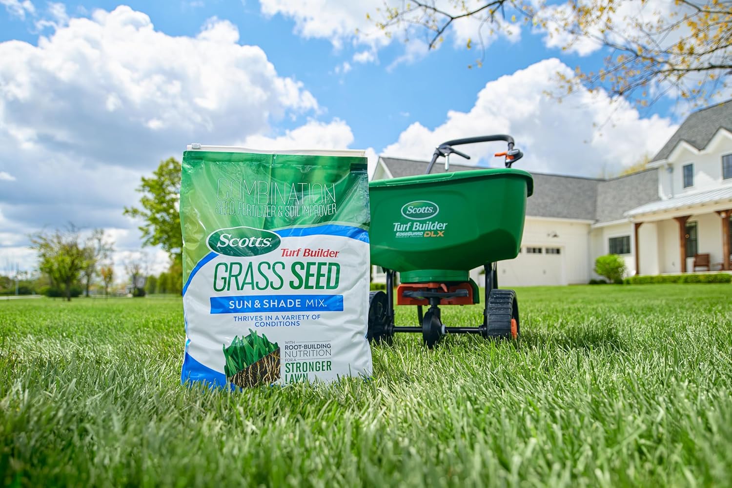 Scotts Turf Builder Grass Seed Sun and Shade Mix with Fertilizer and Soil Improver, Thrives in Many Conditions, 16 lbs.14