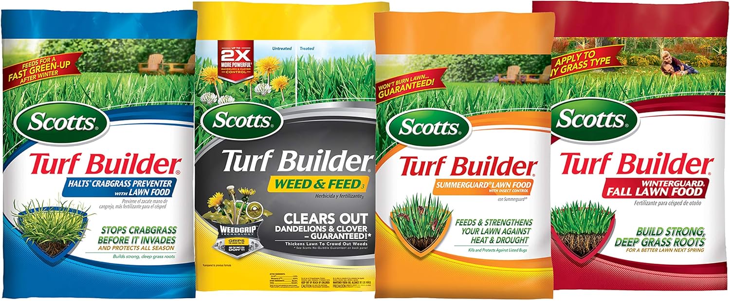 Scotts Turf Builder Plan for Small Northern Lawns with Halts, Weed & Feed, SummerGuard and WinterGuard Fall Lawn Fertilizer Scotts Turf Builder Plan for Small Northern Lawns with Halts, Weed & Feed, SummerGuard and WinterGuard Fall Lawn Fertilizer