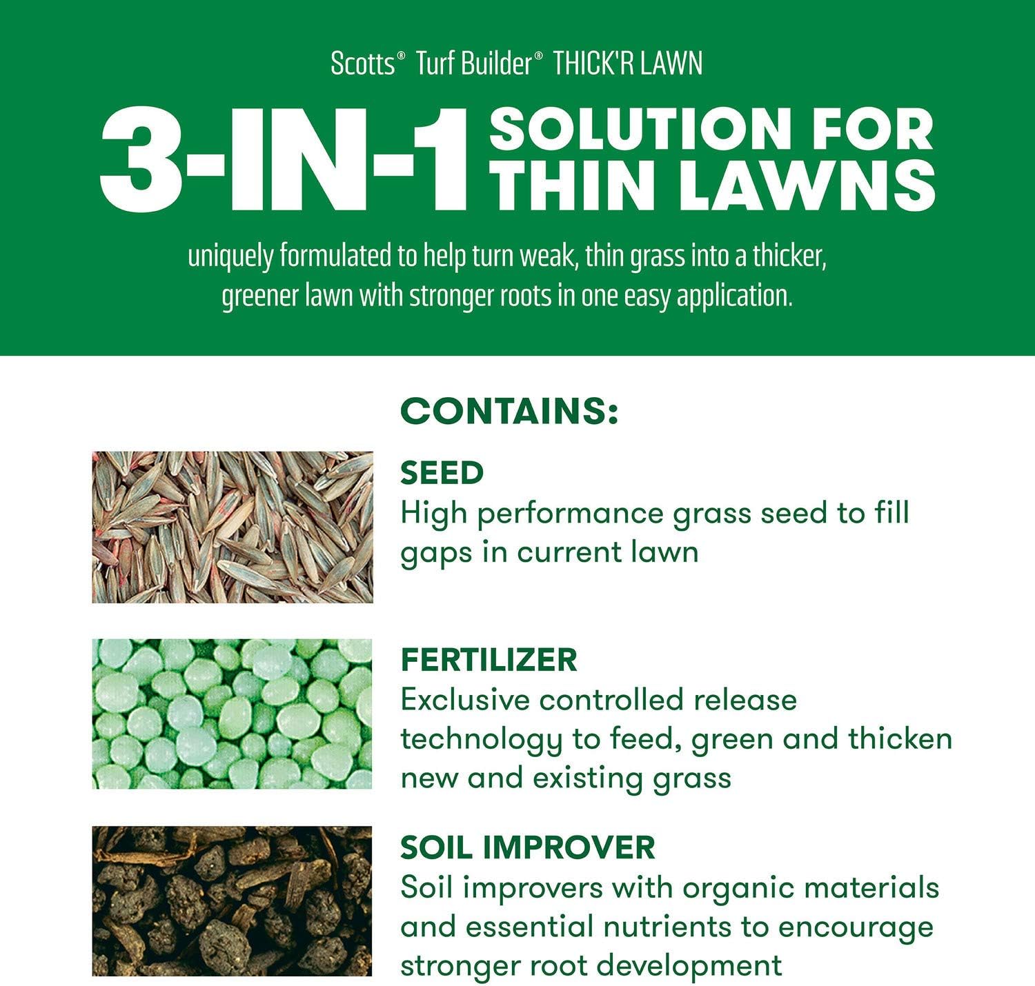 Scotts Turf Builder Thick'R Lawn Tall Fescue Mix Seed, Fertilizer, Soil Improver, 12 lbs., 2-Pack6