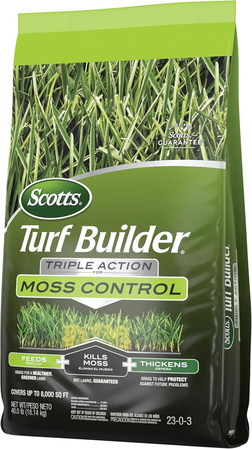 Scotts Turf Builder Triple Action for Moss Control, Moss Killer and Lawn Fertilizer, Covers Up to 8,000 sq. ft., 40 lbs.19