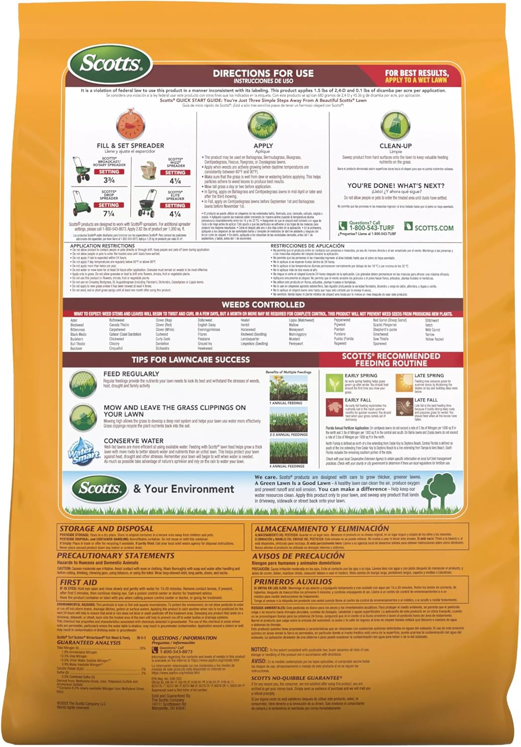 Scotts Turf Builder WinterGuard Fall Weed & Feed5, Weed Killer Plus Fall Fertilizer, 4,000 sq. ft., 11.28 lbs.3
