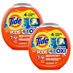 Tide 4 In 1 Ultra Oxi Unscented Laundry Detergent Pods, 57-Count, 2-Pack