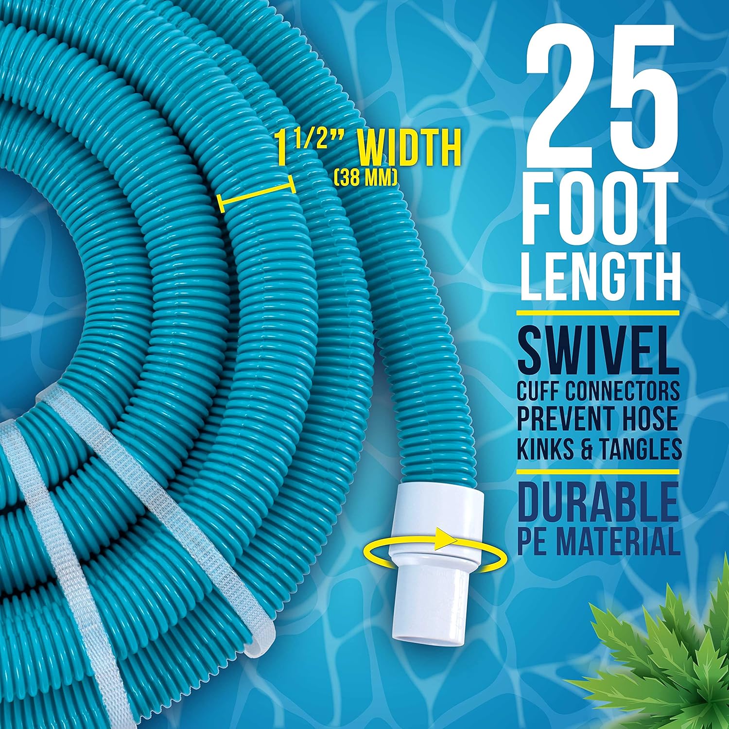 U.S. Pool Supply 1-1 2 x 25 Foot Professional Above Ground Swimming Pool Vacuum Hose with Swivel Cuff - Removable Cuff, Cut to Fit - Compatible with Filter Pumps, Filtration Systems, Chlorinators5