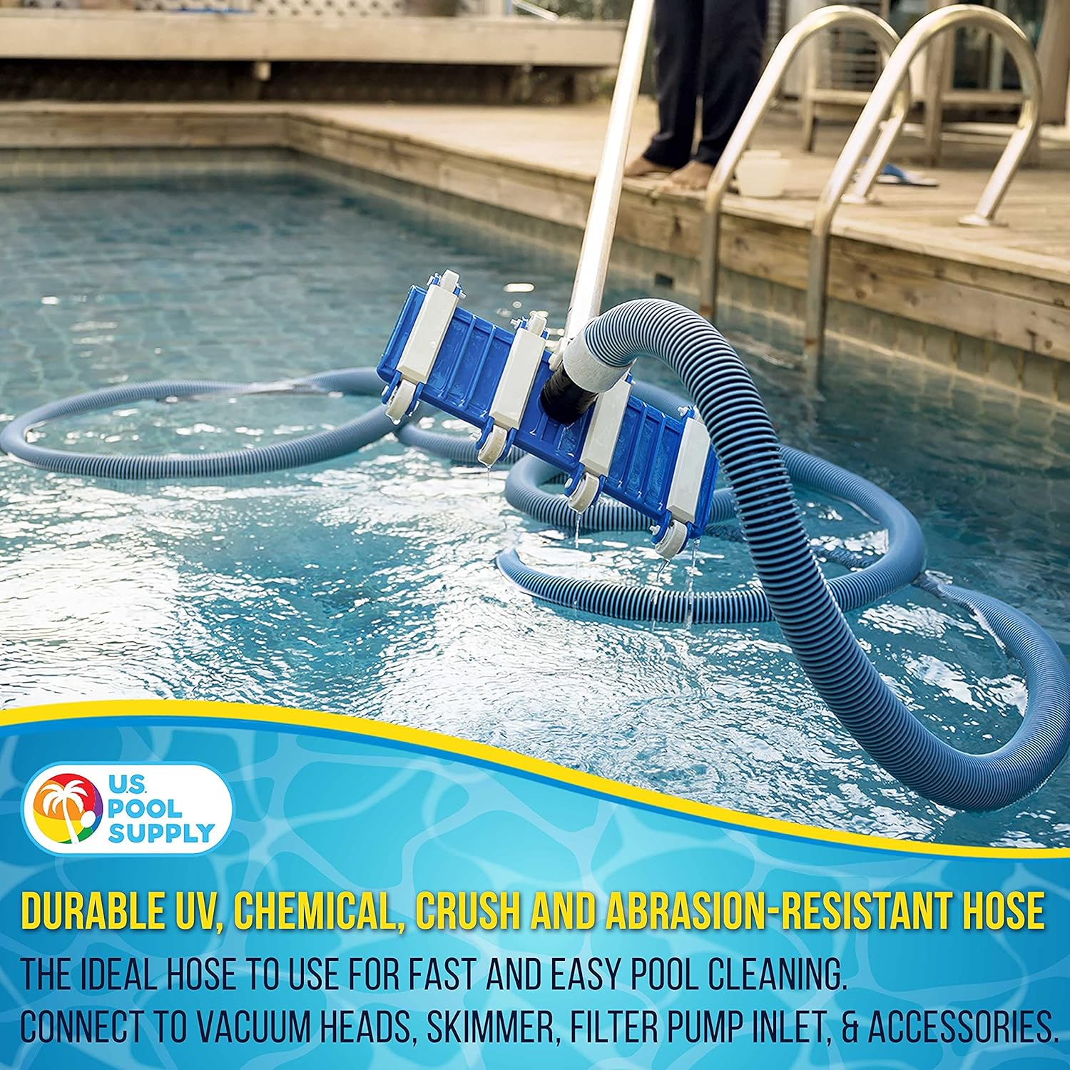 U.S. Pool Supply Pool Vacuum Hose - 1-1 2 x 36' Professional Heavy Duty Pool Hose for Inground, Spiral Wound with Kink-Free Swivel Cuff - Connect to Vacuum Heads, Skimmer, Cleaner, Filter Pump Inlet7
