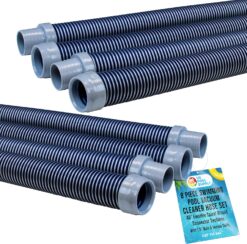 U.S. Pool Supply Pool Vacuum Hose, 8 Piece Pool Hose Set - 40" Blue Flexible Spiral Wound Connector Sections with 1.5" Male & Female Cuff Ends, Replacement Fits Most Inground Automatic Cleaner Brands