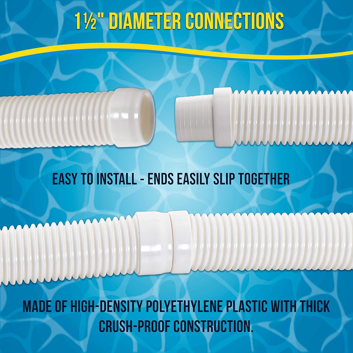 U.S. Pool Supply Pool Vacuum Hose, 8 Piece Pool Hose Set - 40 White Flexible Spiral Wound Connector Sections with 1.5 Male & Female Cuff Ends, Replacement Fits Most Inground Automatic Cleaner Brands6