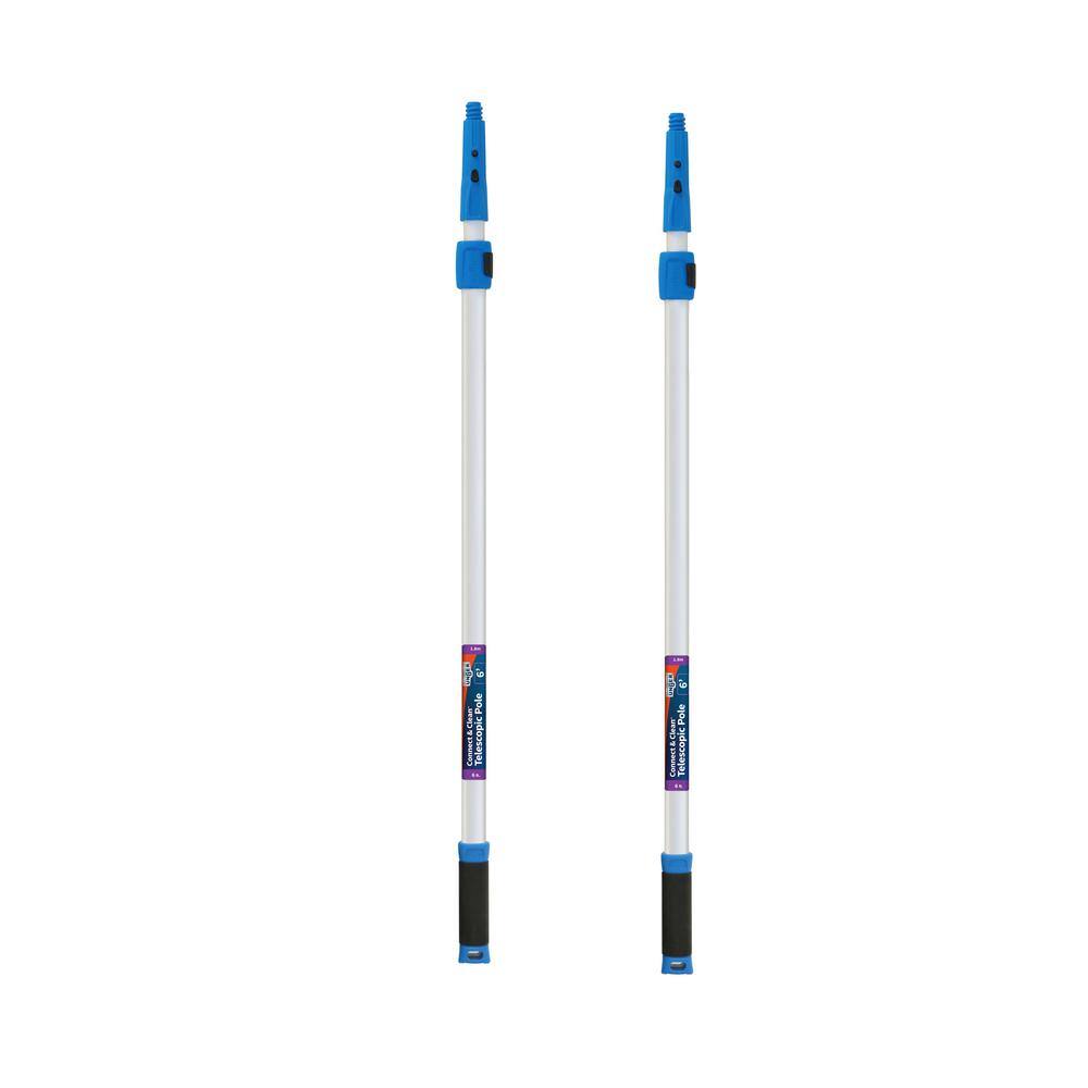 Unger 6 ft. Aluminum Telescopic Pole with Connect and Clean Locking Cone and Quick-Flip Clamps (2-Pack) Unger 6 ft. Aluminum Telescopic Pole with Connect and Clean Locking Cone and Quick-Flip Clamps (2-Pack)