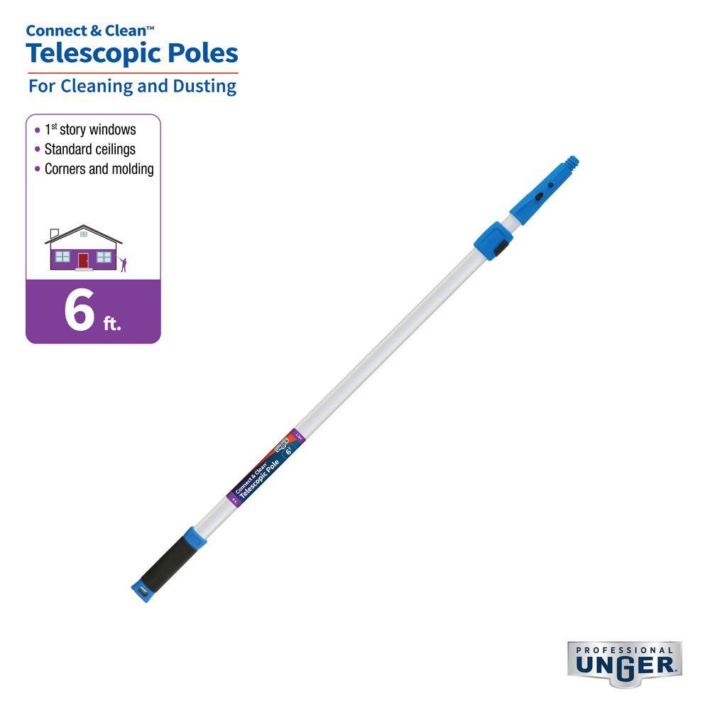 Unger 6 ft. Aluminum Telescopic Pole with Connect and Clean Locking Cone and Quick-Flip Clamps (2-Pack)5