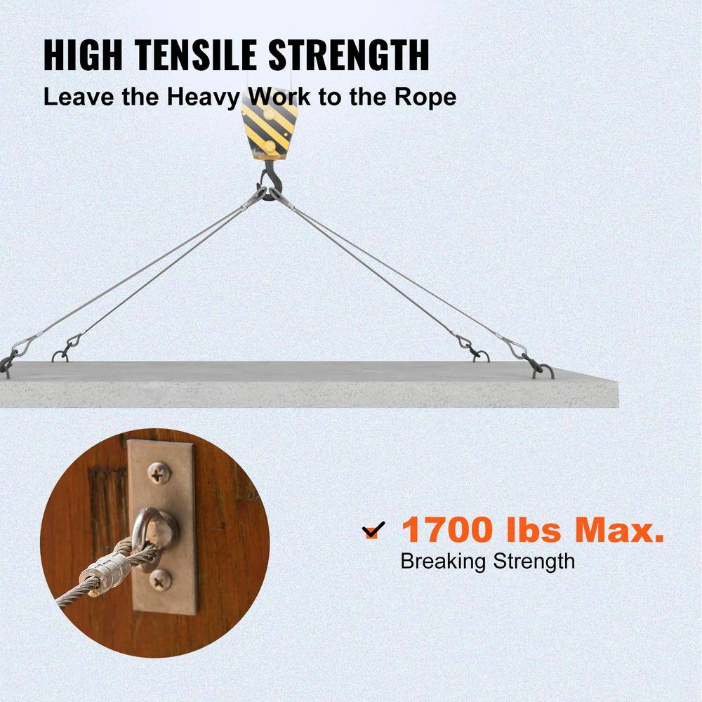 VEVOR 500 ft. x 1 8 in. Cable Railing Kit 1700 lbs. Loading T316 Stainless Steel Wire Rope with 7x7 Strands for Deck Stair4
