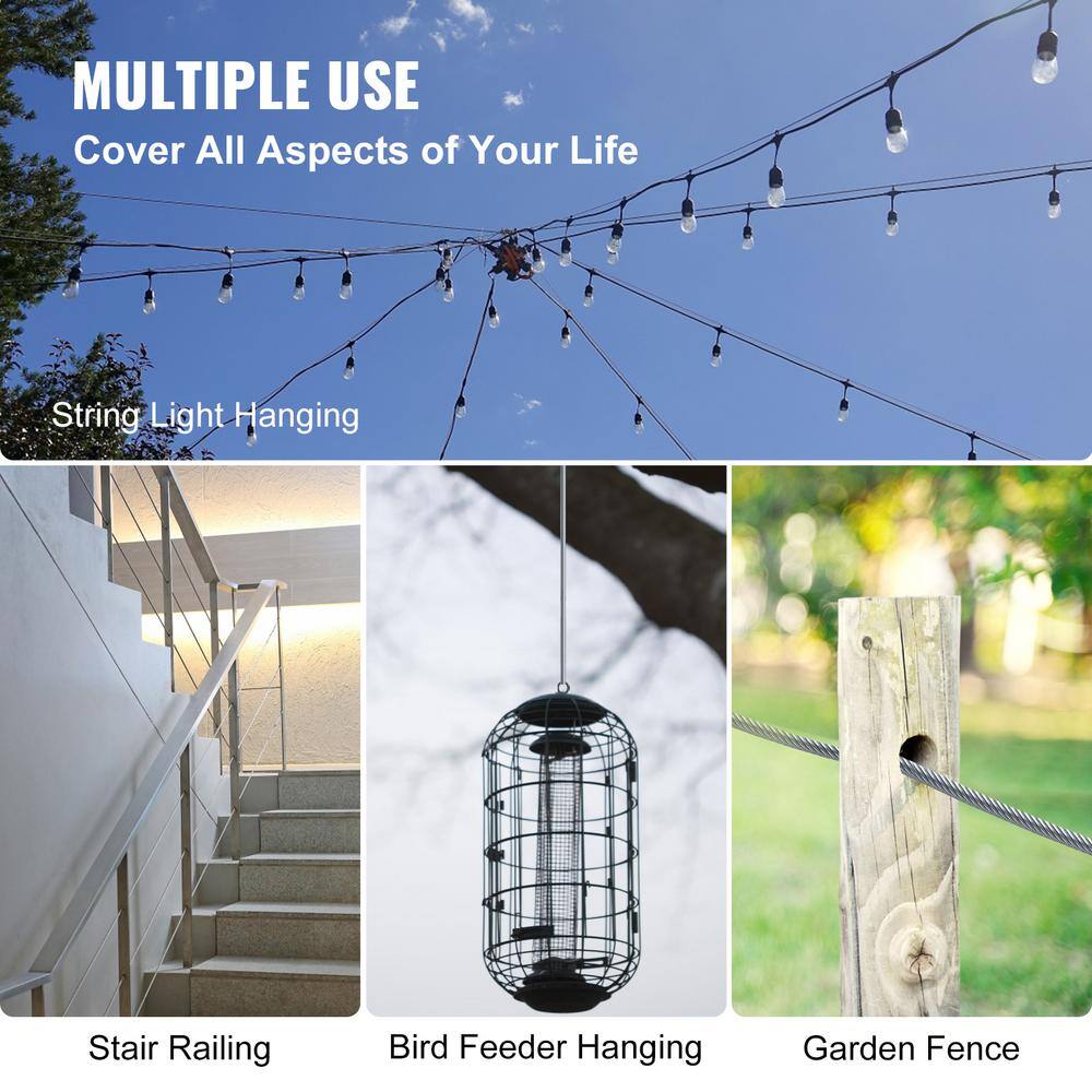 VEVOR 500 ft. x 1 8 in. Cable Railing Kit 1700 lbs. Loading T316 Stainless Steel Wire Rope with 7x7 Strands for Deck Stair5