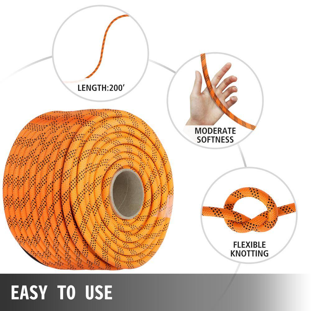 VEVOR 9 16 in. Double Braid Polyester Rope 200 ft. Nylon Pulling Rope 8600 lbs. Breaking Strength Polyester Load Sailing Rope4
