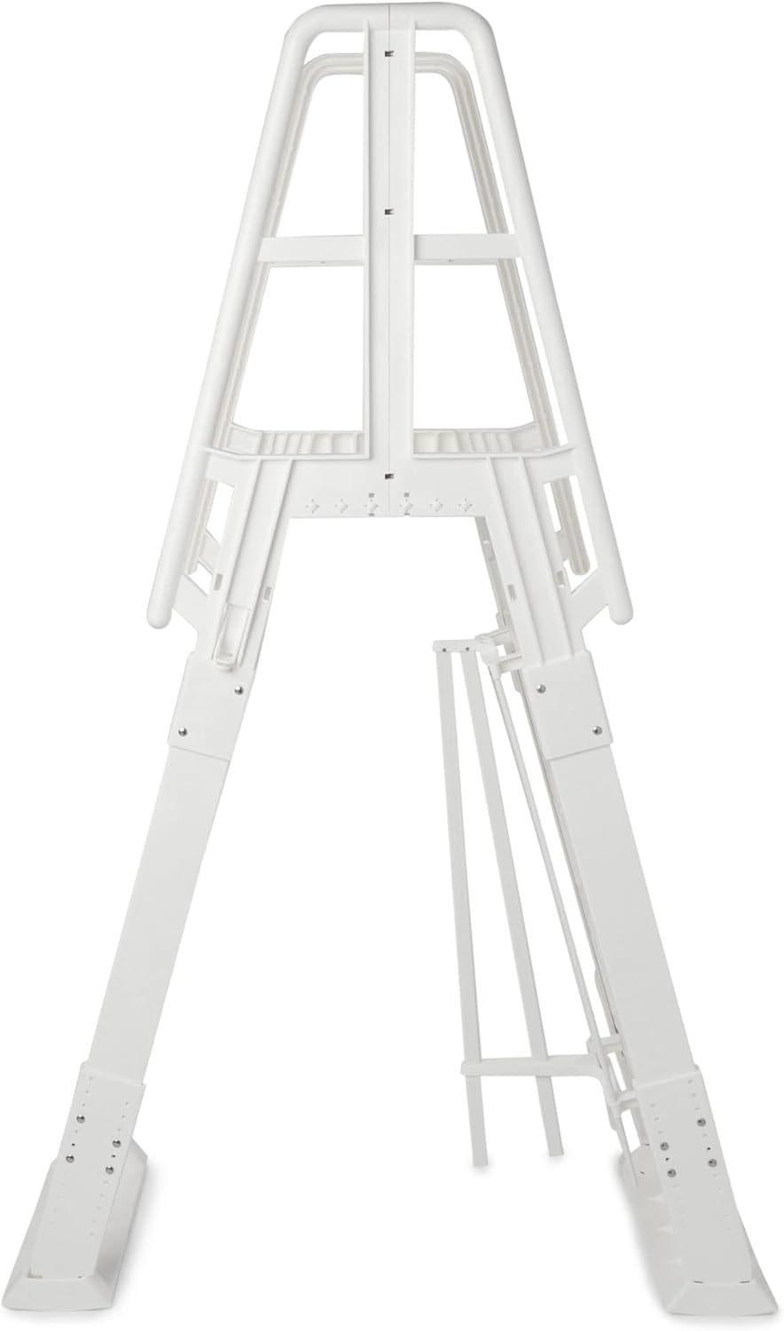 Vinyl Works SLA A-Frame 48 to 56 Inch Adjustable Above Ground Swimming Pool Ladder Entry System with Slide Lock Barrier and Handrails, White8