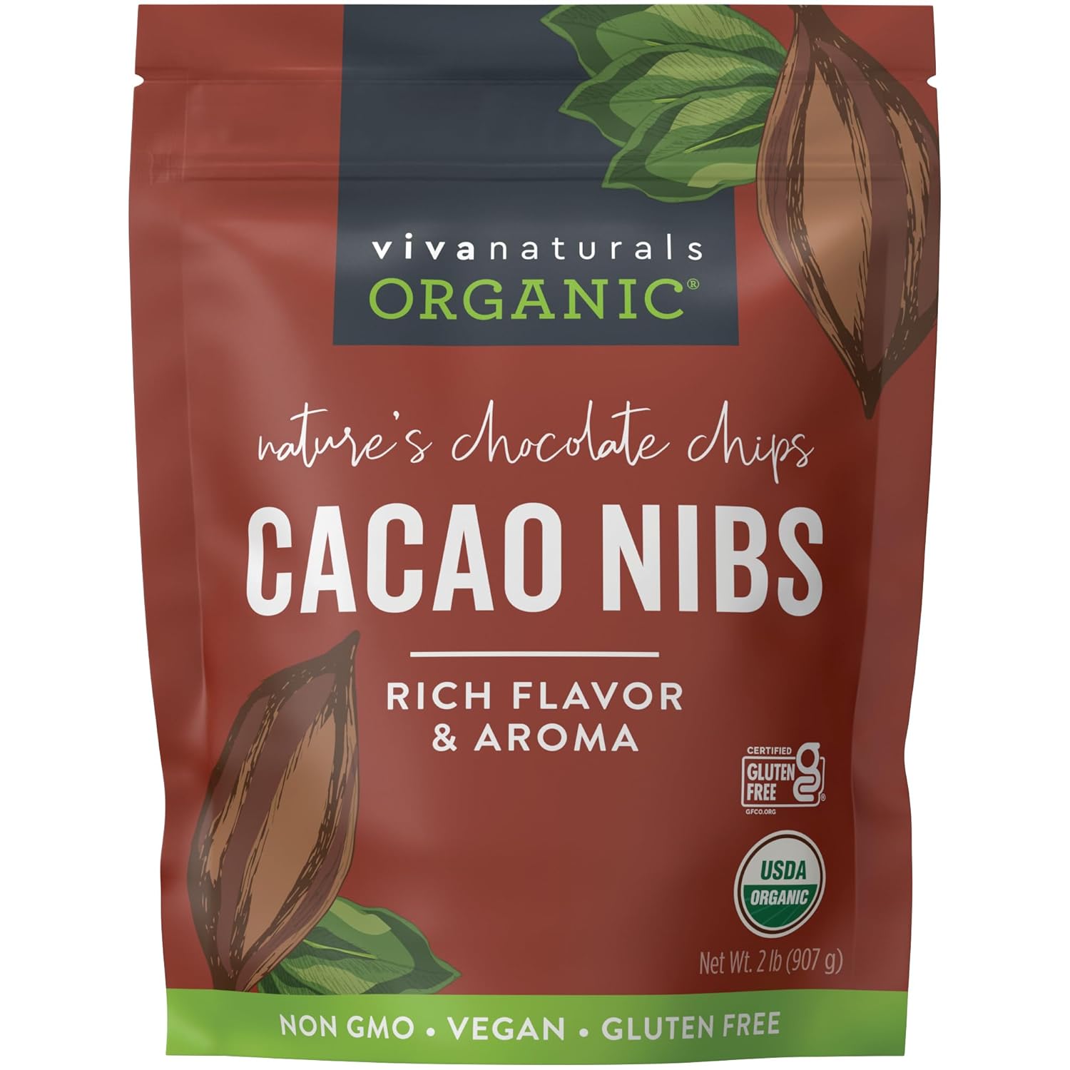 Viva Naturals Organic Cacao Nibs, 2 Lb - Certified Keto and Vegan Superfood, Perfect for Gluten Free Baking and Smoothie Topper, Premium Criollo Beans, Non-GMO Viva Naturals Organic Cacao Nibs, 2 Lb - Certified Keto and Vegan Superfood, Perfect for Gluten Free Baking and Smoothie Topper, Premium Criollo Beans, Non-GMO