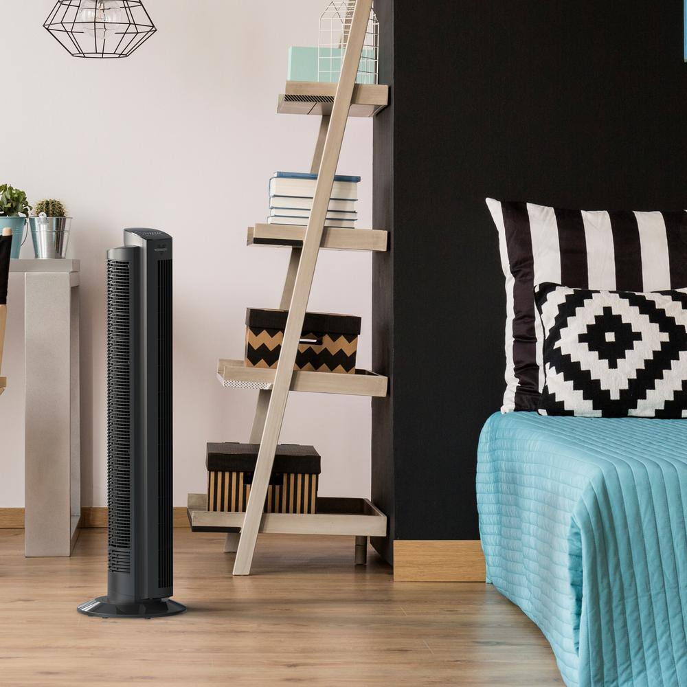 Vornado FA1-0205-06 OZI42 42 in. 5-Speed Tower Fan in Black with Remote Control, Oscillation and Timer0