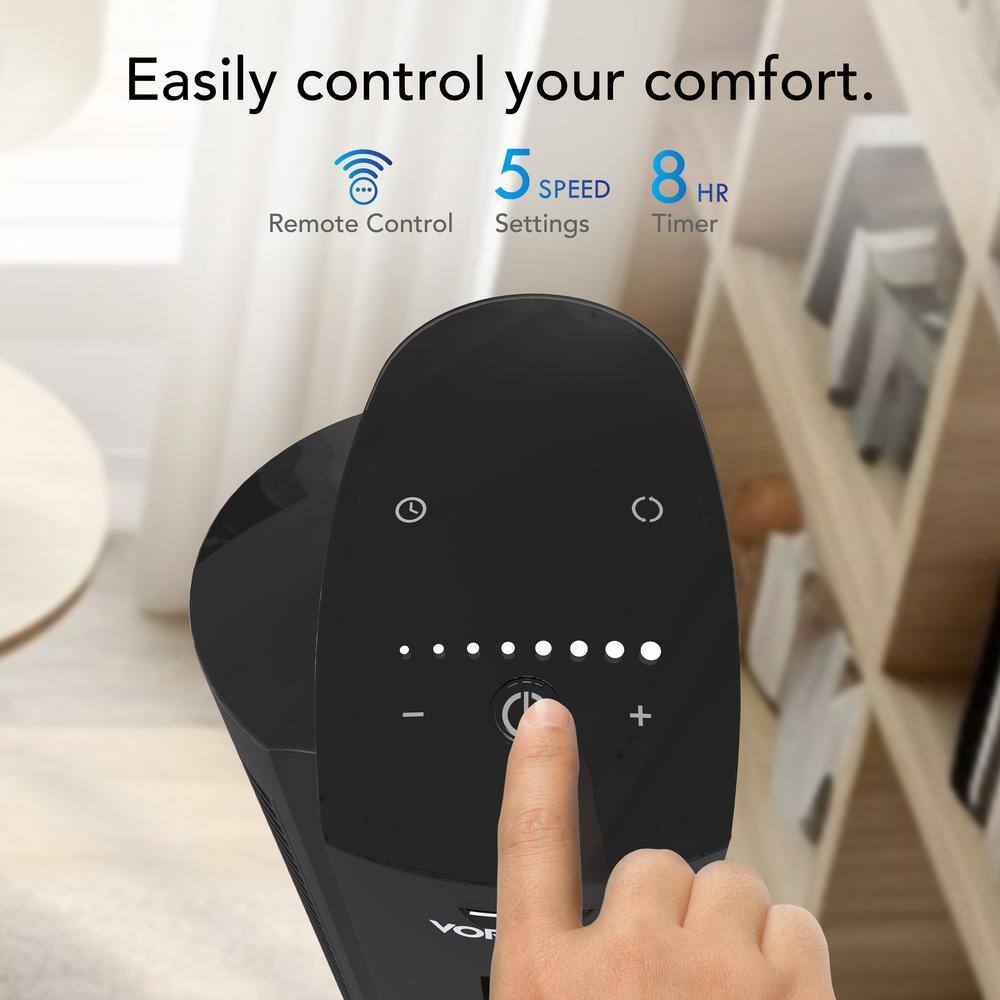 Vornado FA1-0205-06 OZI42 42 in. 5-Speed Tower Fan in Black with Remote Control, Oscillation and Timer5