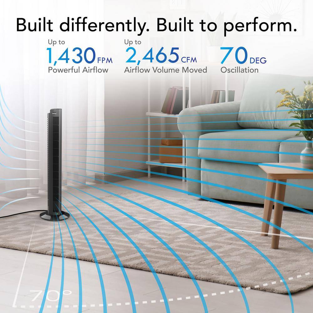 Vornado OZI42DC 42 in. Variable Fan Speeds Tower Fan in Black with 1550 FPM Airflow45