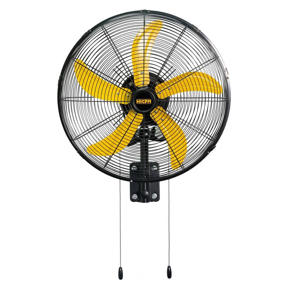 WOCK IFYFI20 HICFM 20 in. 3 Speeds High Velocity Oscillating Wall Mounted Fan in Yellow with 1 3 HP Powerful Motor, 4800 CFM WOCK IFYFI20 HICFM 20 in. 3 Speeds High Velocity Oscillating Wall Mounted Fan in Yellow with 1/3 HP Powerful Motor, 4800 CFM