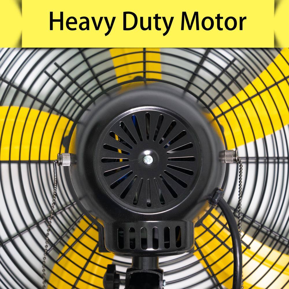 WOCK IFYFI20 HICFM 20 in. 3 Speeds High Velocity Oscillating Wall Mounted Fan in Yellow with 1 3 HP Powerful Motor, 4800 CFM7