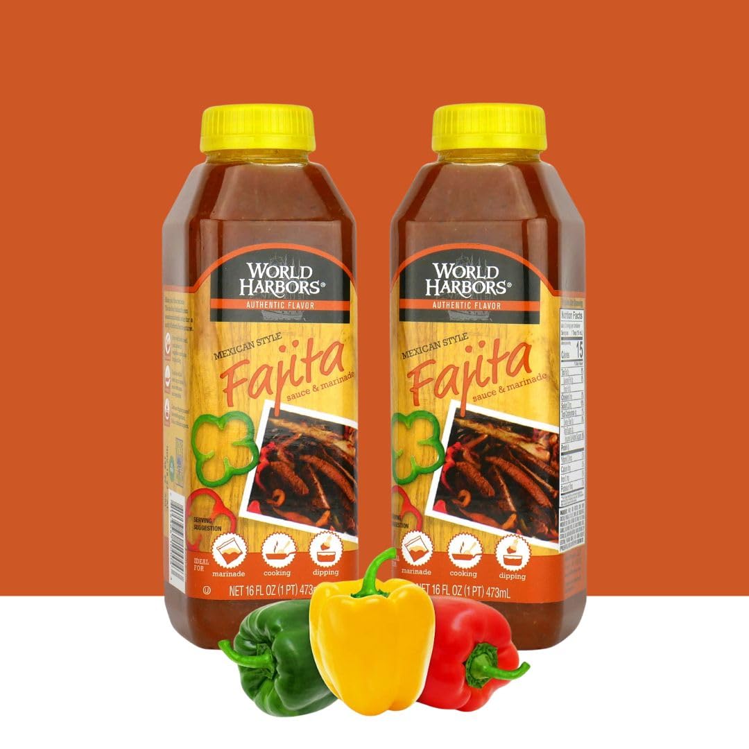World Harbors Mexican Style Fajita Marinade, 16-fl. oz. plastic bottles (Pack of 6)1