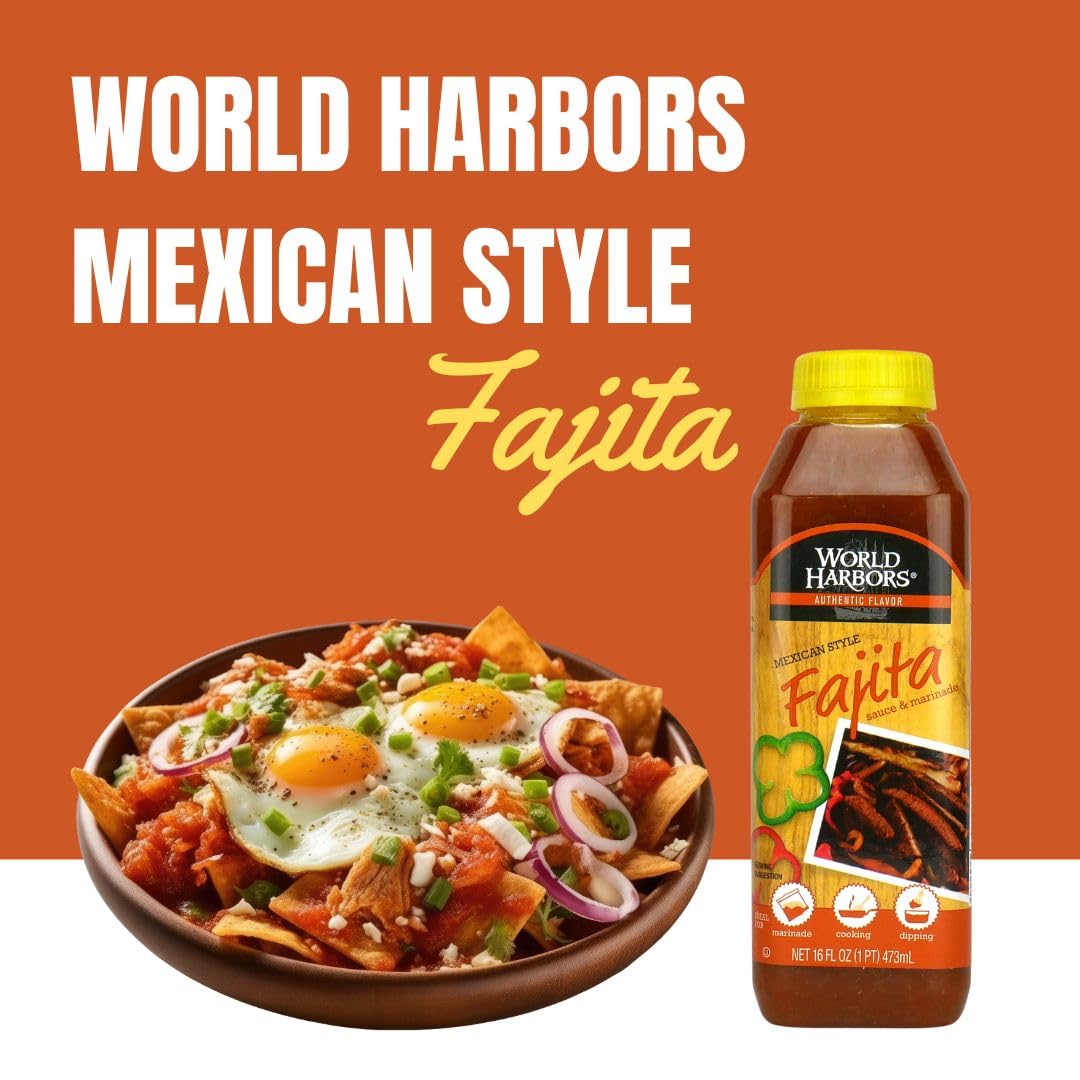 World Harbors Mexican Style Fajita Marinade, 16-fl. oz. plastic bottles (Pack of 6)13